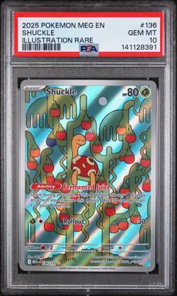 Shuckle 136/132 Illustration Rare 2025 Pokemon Mega Evolution PSA 10 Gem Mint - Image 1
