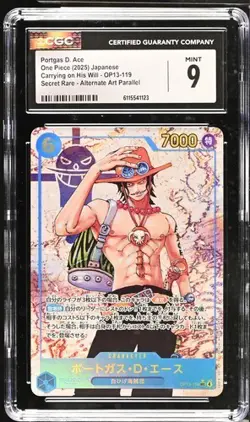 Portgas D. Ace OP13-119 SEC Carrying on His Will ONE PIECE Card CGC MINT 9 - Image 1