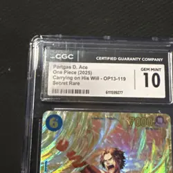 2025 One Piece Carrying On His Will Portgas D. Ace #OP13-119 CGC 10 - Image 2