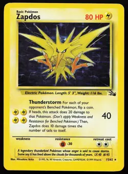 Zapdos 15/62 Holo Rare Fossil Pokemon Card - Image 1