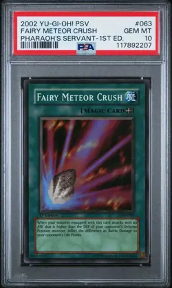 2002 Yu-Gi-Oh! Fairy Meteor Crush Pharaoh’s Servant PSV 1st Edition Super PSA 10 - Image 1