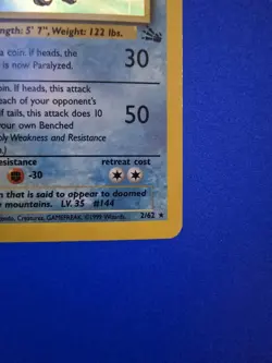 Pokemon TCG Articuno Fossil Holo Unlimited Rare Card 2/62 LP Condition - Image 4