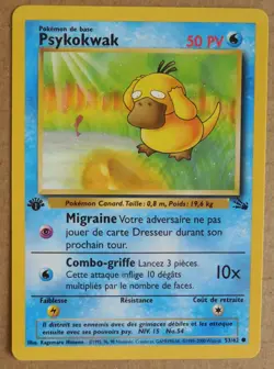 French Psykokwak (Psyduck) 53/62 Common 1st Edition Fossil Set Bonus Card NM - Image 3