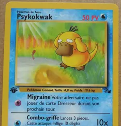 French Psykokwak (Psyduck) 53/62 Common 1st Edition Fossil Set Bonus Card NM - Image 4