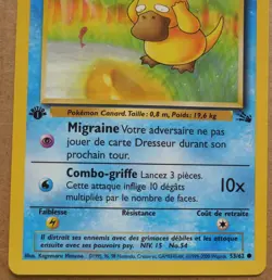 French Psykokwak (Psyduck) 53/62 Common 1st Edition Fossil Set Bonus Card NM - Image 5