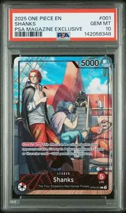 2025 ONE PIECE PROMOS PSA MAGAZINE EXCLUSIVE #001 SHANKS PSA 10 - Image 1