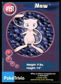 Mew 1998 PokeTrivia Burger King Promo Pokemon Card #151 (LP) - Image 1