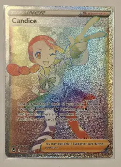 Candice 204/195 Rainbow Rare Silver Tempest Holo Pokemon TCG & Bonus Card - Image 2