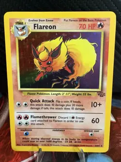 Vintage WOTC Flareon Holo 3/64 Jungle Pokemon Card LP Clean Holo 1999 - Image 1