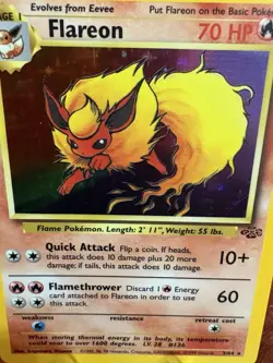 Vintage WOTC Flareon Holo 3/64 Jungle Pokemon Card LP Clean Holo 1999 - Image 2