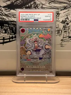 Monkey D. Luffy OP05-119 One Piece 3rd Anniversary Gold OP11 PSA 10 2025 JAP - Image 1