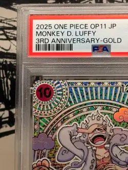 Monkey D. Luffy OP05-119 One Piece 3rd Anniversary Gold OP11 PSA 10 2025 JAP - Image 2