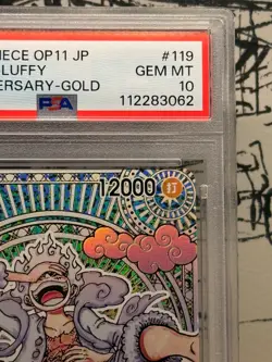 Monkey D. Luffy OP05-119 One Piece 3rd Anniversary Gold OP11 PSA 10 2025 JAP - Image 3