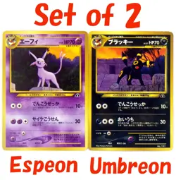 Umbreon 197 & Espeon 196 Neo Discovery Japanese Pokemon Cards Old Back TCG - Image 1