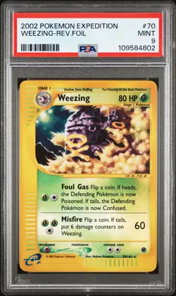 Pokemon Card PSA 9 Weezing Reverse Holo Foil Expedition 70/165 Rare 2002 - Image 1