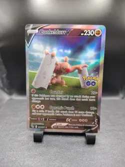 Pokemon TCG Conkeldurr V 074/078 Pokemon GO Full Art Holo Rare Near Mint - Image 1