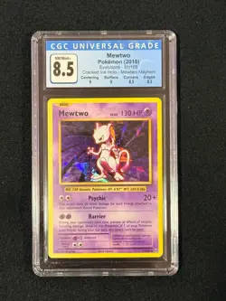 2016 POKEMON EVOLUTIONS CRACKED ICE HOLO MEWTWO MAYHEM #51 CGC 8.5 NM/MINT - Image 1