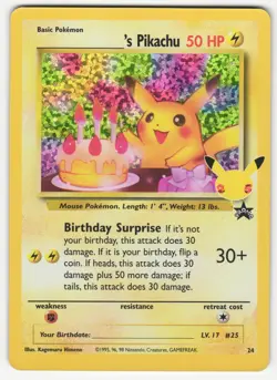 Birthday Pikachu 24/53 Celebrations Holo Black Star Promo Pokemon NM - Image 1