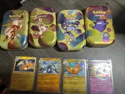 Pokemon TCG Sam's Club 4 Mini Tin Promos 151: Machamp Raichu Gengar Dragonite - Image 1