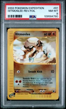 2002 Pokemon Expedition #81 Hitmonlee - Reverse Foil PSA 8 NM-MT - Image 1