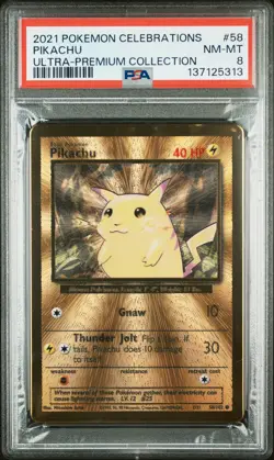 2021 POKEMON CELEBRATIONS ULTRA-PREM COLL #58 PIKACHU PSA 8 - Image 1