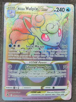 Pokemon Alolan Vulpix VSTAR 197/195 Silver Tempest Rainbow Secret Rare Holo NM - Image 1