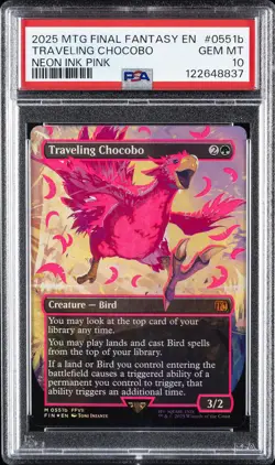 2025 MTG FINAL FANTASY COLORFUL CHOCOBOS-NEON INK PINK TRAVELING CHOCOBO PSA 10 - Image 1
