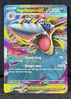 🔥Mega Sharpedo ex 061/094 Me02: Phantasmal Flames Double Rare Pokemon Treasure! - Image 1