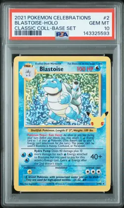 2021 POKEMON CELEBRATIONS CLASSIC COLL #2 BLASTOISE-HOLO PSA 10 - Image 1