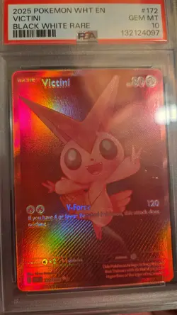 2025 Pokemon White Flare Victini Black White Rare #172/086 English PSA 10 - Image 1
