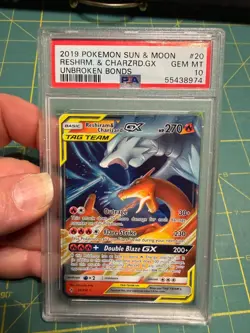 Reshiram & Charizard GX URR 2019 Pokemon Sun And Moon Unbroken Bonds #20 PSA 10 - Image 2