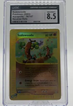 CGC 8.5 NM/MINT+ Sudowoodo 36/147 REVERSE HOLO Aquapolis Pokemon Card RARE - Image 1