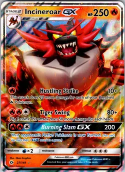 Incineroar GX 27/149 SM Base Set Pokemon TCG NM - Image 1
