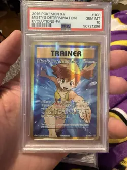 2016 POKEMON XY EVOLUTIONS FULL ART #108 MISTY'S DETERMINATION PSA 10 - Image 1