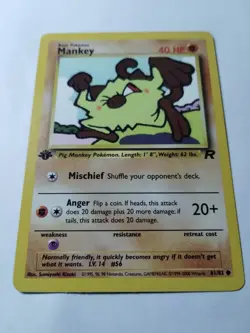 Pokemon TCG Mankey Team Rocket 61 Regular 1st Edition Common - Uncirculated - Image 2