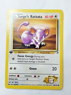 Pokemon TCG Lt. Surge's Rattata Gym Heroes 82/132 Regular 1st Edition Common - Image 1