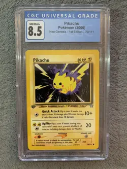2000 Pokemon 1st Edition Pikachu 70/111 Neo Genesis CGC 8.5 (PSA BGS) NM/MINT+ - Image 1