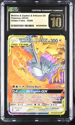 Moltres & Zapdos & Articuno GX Hidden Fates 44/68 Pokemon Graded CGC Pristine 10 - Image 1