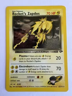Pokemon TCG Rocket's Zapdos #14 [LP] Gym Challenge Vintage Holo - Image 2