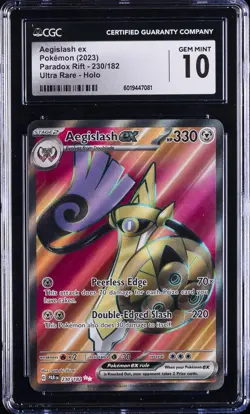 2023 POKEMON PARADOX RIFT ULTRA RARE, HOLO AEGISLASH EX CGC 10 GEM MINT - Image 1