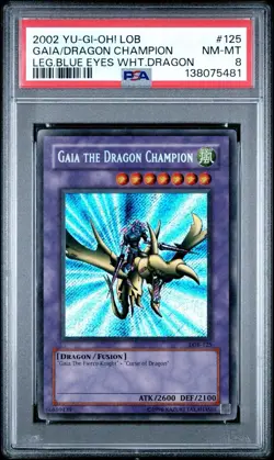 2002 Yu-Gi-Oh! Gaia The Dragon Champion LOB Unlimited Secret Rare PSA 8 - Image 1