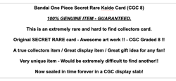 One Piece Secret Rare CGC Graded Trading Card Game Foil Holo Manga Anime TCG CCG - Image 2