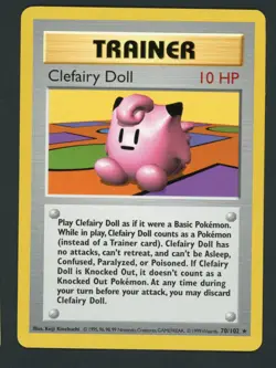 Clefairy Doll - 70/102 - Pokemon Base Set Shadowless Rare Card WOTC NM - Image 1