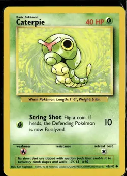 Pokemon Caterpie 45/102 Base Set Non Holo Common 2 Card Lot LP - Image 1