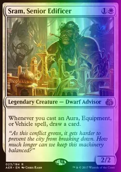 MTG Magic the Gathering Sram, Senior Edificer (23/201) Aether Revolt LP FOIL - Image 1