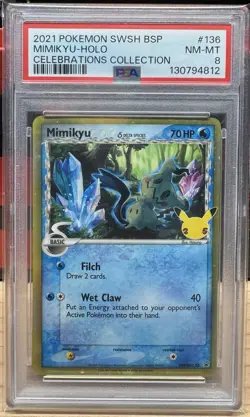Mimikyu Holo SWSH136 Celebrations Collection Pokemon PSA 8 - Image 1