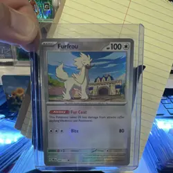 Pokemon Furfrou Master Ball Pattern 088/131 Prismatic Evolutions Holo 100 HP - Image 2