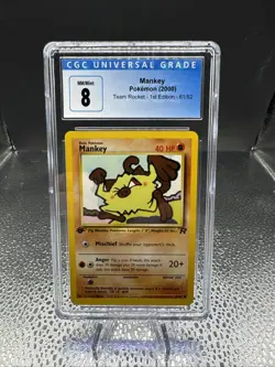 Pokemon 2000 Mankey 61/82 Team Rocket 1st Edition 61/82 Mint 8 CGC - Image 1