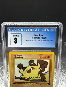 Pokemon 2000 Mankey 61/82 Team Rocket 1st Edition 61/82 Mint 8 CGC - Image 3