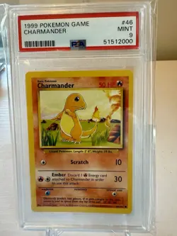 1999 POKEMON GAME BASE SET UNLIMITED 46 CHARMANDER PSA 9 MINT - Image 1